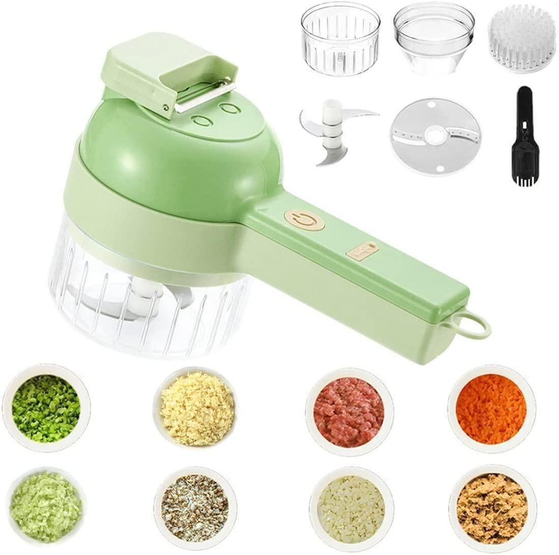 Portable 4 in 1 Electric Vegetable Cutter Set (Pack of 01)