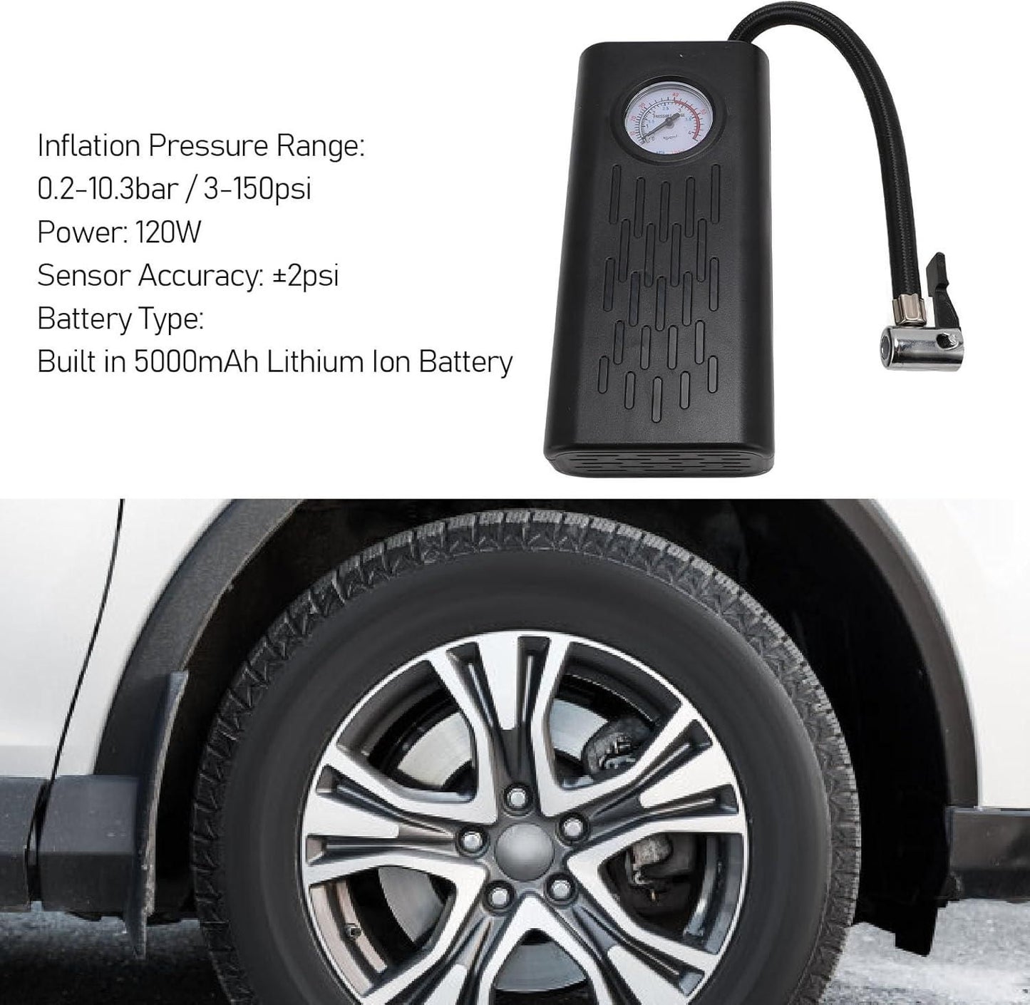 Portable Air Compressor Tire Inflator - Fast, Compact & Easy to Use (Pack Of 01)