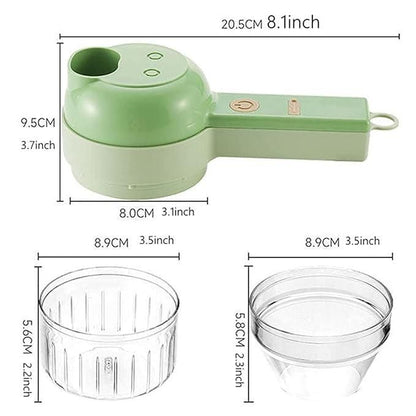 Portable 4 in 1 Electric Vegetable Cutter Set (Pack of 01)