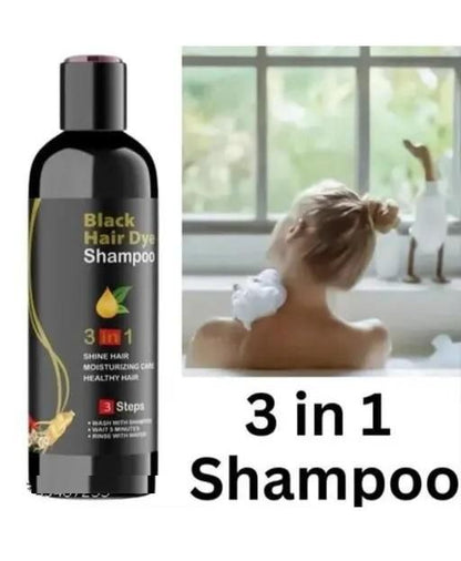 Unisex Instant Black Herbal Hair Dye Shampoo for Grey Hair Coverage 3 in 1 (Pack of 01)