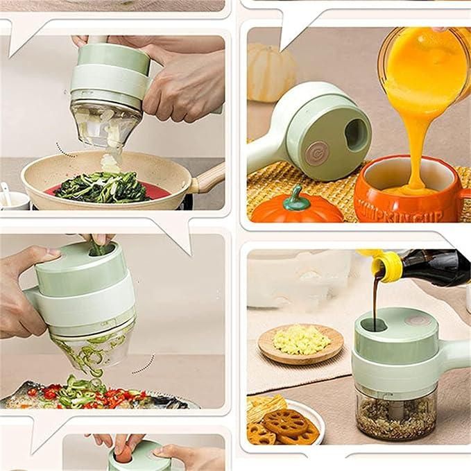 Portable 4 in 1 Electric Vegetable Cutter Set (Pack of 01)
