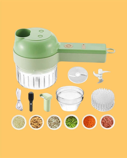 Portable 4 in 1 Electric Vegetable Cutter Set (Pack of 01)