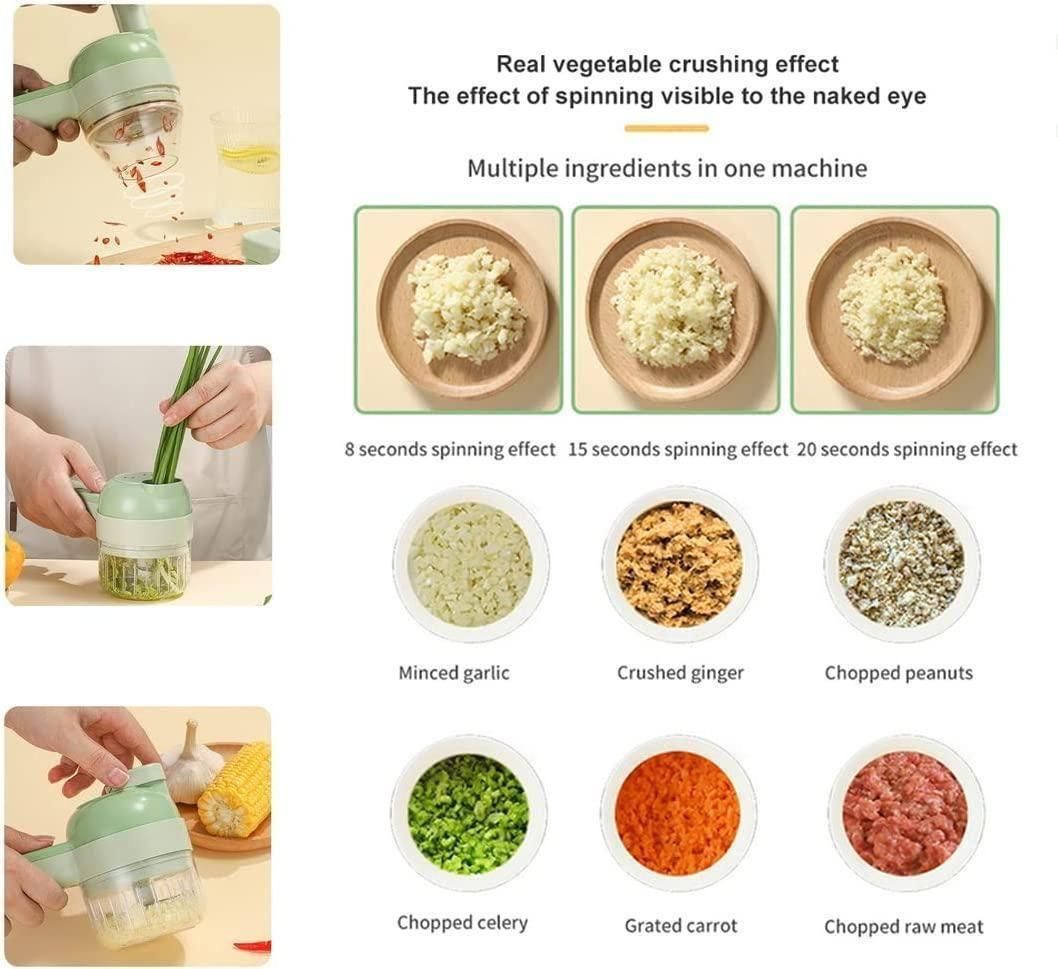 Portable 4 in 1 Electric Vegetable Cutter Set (Pack of 01)