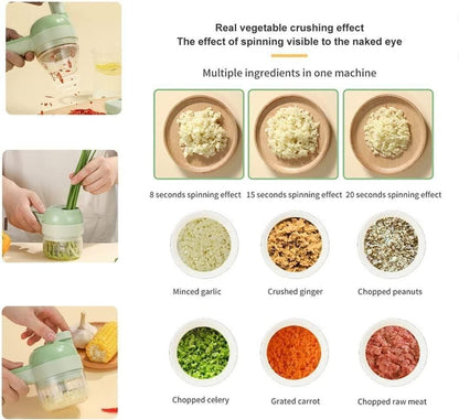 Portable 4 in 1 Electric Vegetable Cutter Set (Pack of 01)
