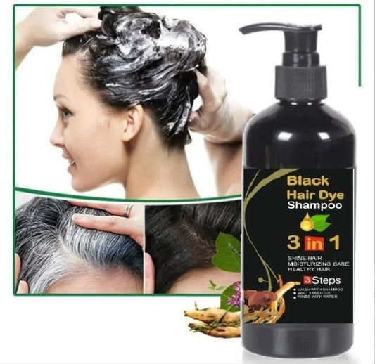 Unisex Instant Black Herbal Hair Dye Shampoo for Grey Hair Coverage 3 in 1 (Pack of 01)