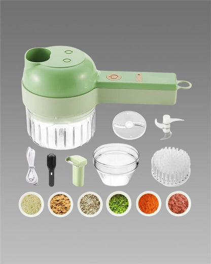Portable 4 in 1 Electric Vegetable Cutter Set (Pack of 01)
