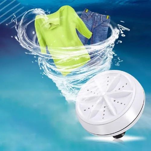 2 in 1 Mini Washing Machine Portable Rotating Ultrasonic Turbine Washer (Pack 01)