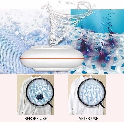 2 in 1 Mini Washing Machine Portable Rotating Ultrasonic Turbine Washer (Pack 01)
