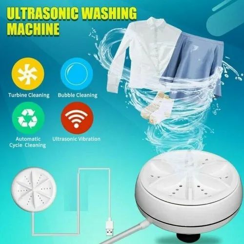 2 in 1 Mini Washing Machine Portable Rotating Ultrasonic Turbine Washer (Pack 01)
