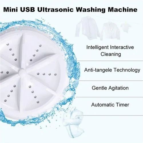 2 in 1 Mini Washing Machine Portable Rotating Ultrasonic Turbine Washer (Pack 01)